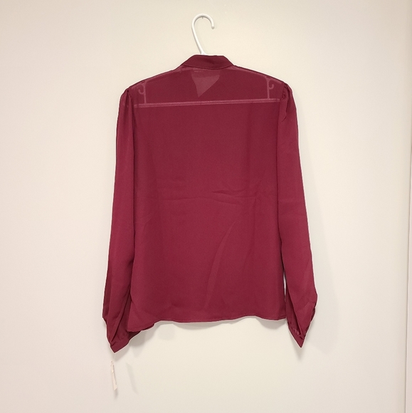 ESPRIT Vintage Red Sheer Blouse Floral Emb… - Picture 2 of 7